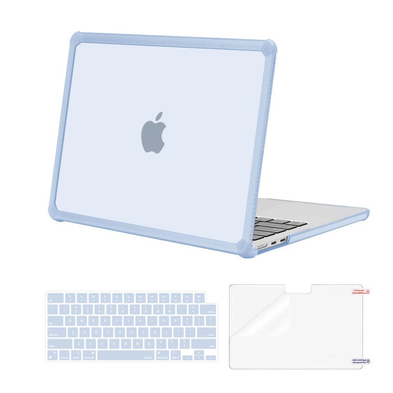 MOSISO Compatible with MacBook Air 13 inch Case M5 2026 M4 2025 M3 M2 20242022 A3449 A3240 A3113 A26813 in 1 Kit CrackResistant Heavy Duty Protective Plastic Hard Case with TPU Bumper Baby Blue - Image 2