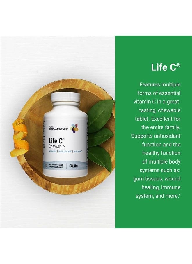 4life - Life C - Features 7 Active Forms of Natural Vitamin C for Immune Support, Increased Nutrient Absorption, and Antioxidant Benefits - Citrus Flavor - 60 Chewable Tablets - Image 1