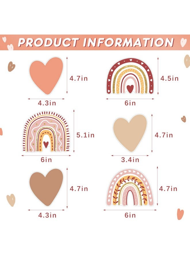 لينوزين 45 قطعة من ديكورات الفصول الدراسية البوهيمية على شكل أقواس قزح وقلوب مقطوعة على شكل قلب قوس قزح ولوحات إعلانات وديكورات حفلات قوس قزح للحرف اليدوية ولوحات الإعلانات وأبواب المدارس المنزلية وأعياد الميلاد - Image 2