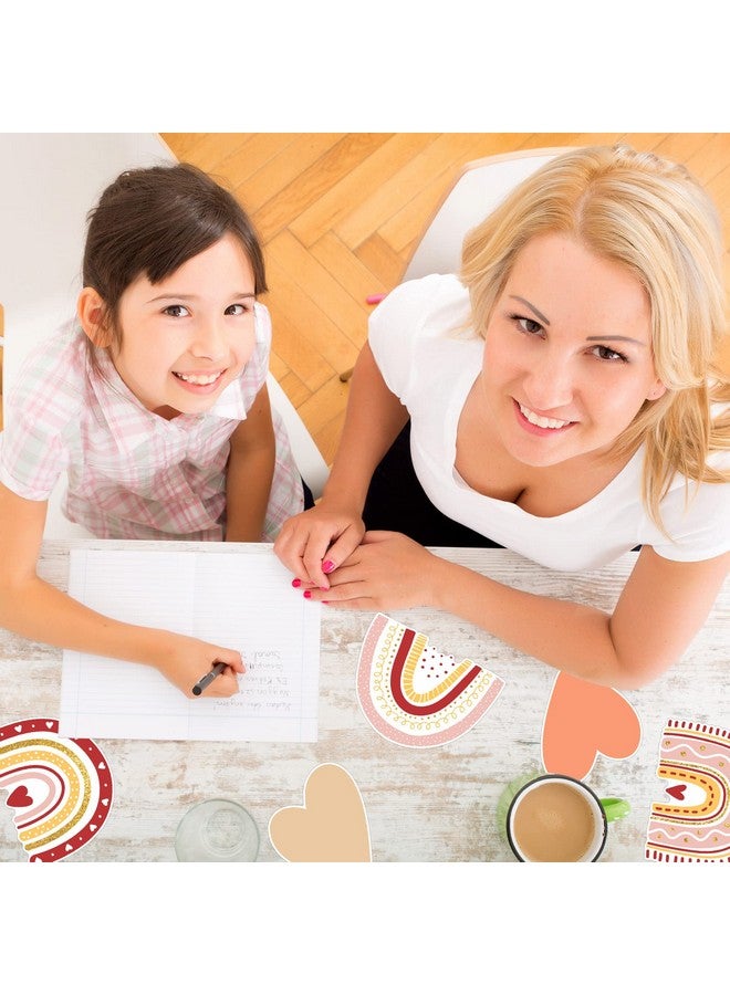 لينوزين 45 قطعة من ديكورات الفصول الدراسية البوهيمية على شكل أقواس قزح وقلوب مقطوعة على شكل قلب قوس قزح ولوحات إعلانات وديكورات حفلات قوس قزح للحرف اليدوية ولوحات الإعلانات وأبواب المدارس المنزلية وأعياد الميلاد - Image 5