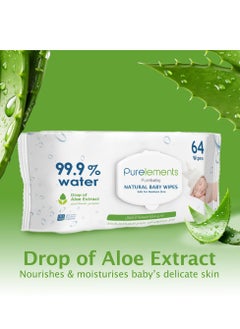 Pure Elements Purelements - Aloe Natural 99.9% Water Wipes - Pack of 12 - 768pcs  - Image 3