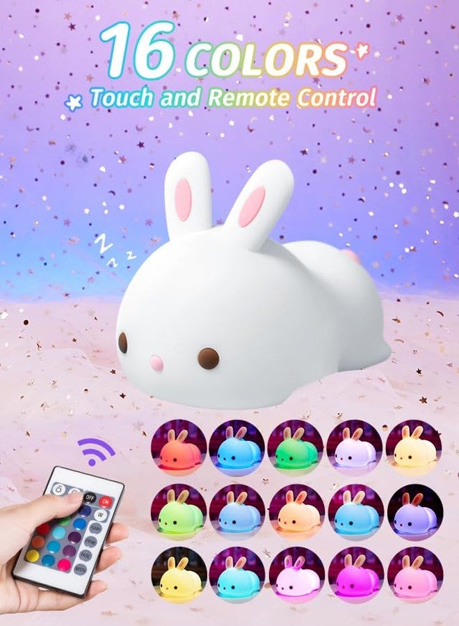 Mubarek Kids Night Light - Bunny Cute Lamp Silicone Nursery Baby Night Light With Touch Sensor,Rechargeable, Color Changing For Children Kids Boys Girls Adult - Image 2