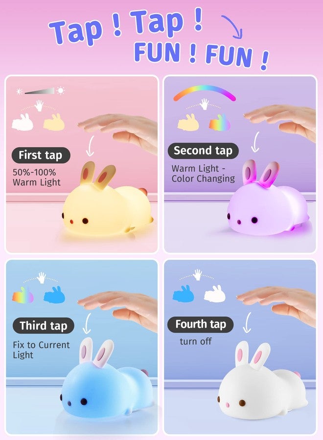 Mubarek Kids Night Light - Bunny Cute Lamp Silicone Nursery Baby Night Light With Touch Sensor,Rechargeable, Color Changing For Children Kids Boys Girls Adult - Image 4