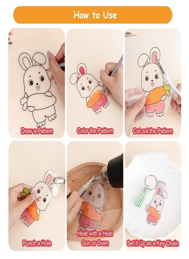 Csyidio 251 PCS Shrink Dink Keychain Kit Includes 20 Sheets Shrink Plastic Sheets, Hole Punch, Tassels, Lobster Clasps, Keychain Clip, Jump Rings, Key Ring, Great for DIY Mother's Day Crafts - Image 4