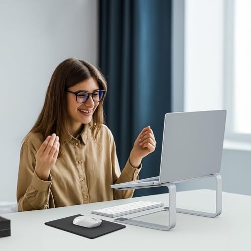 TARKAN Laptop Stand for Desk, Heavy Metal Riser Stable Height Elevator with Air Flow for 13-17 Inch Laptops (Silver) - Image 3