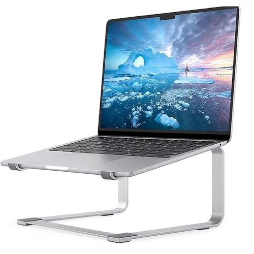 TARKAN Laptop Stand for Desk, Heavy Metal Riser Stable Height Elevator with Air Flow for 13-17 Inch Laptops (Silver) - Image 1