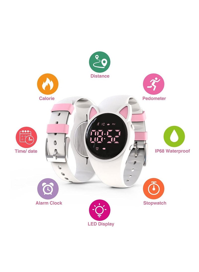 SYOSI Kids Digital Sport Watch, Kids Watch For Girls Boys With Pedometer Alarm Clock Stopwatch Distance Calories Ip68 Waterproof Led Display Great Gift For Children (White)  - Image 3