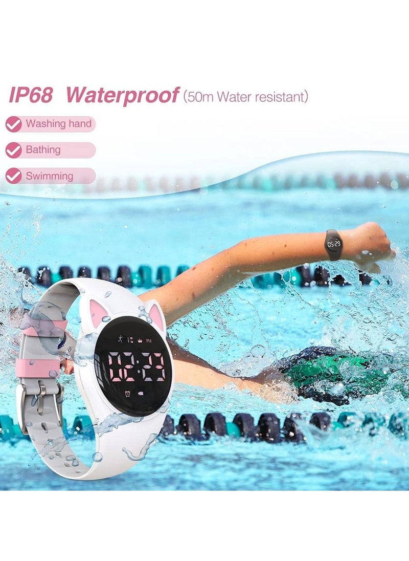 SYOSI Kids Digital Sport Watch, Kids Watch For Girls Boys With Pedometer Alarm Clock Stopwatch Distance Calories Ip68 Waterproof Led Display Great Gift For Children (White)  - Image 5