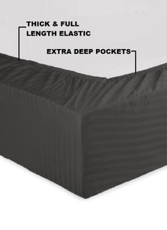 Blueberry Cotton King Striped Fitted Elastic Pack of 3 Bedsheet 200x200+20cm  - Image 3