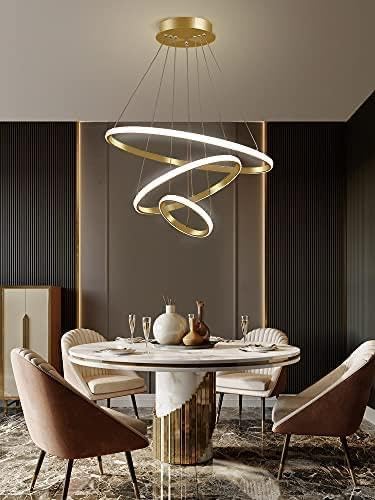 kinis Golden 3 Ring LED Chandelier Lamp Led Jhoomer Ceiling Lights Hanging for Living Room Led Chandelier Hanging Light for Dining Lights for Ceiling Chandelier for Table - Image 3