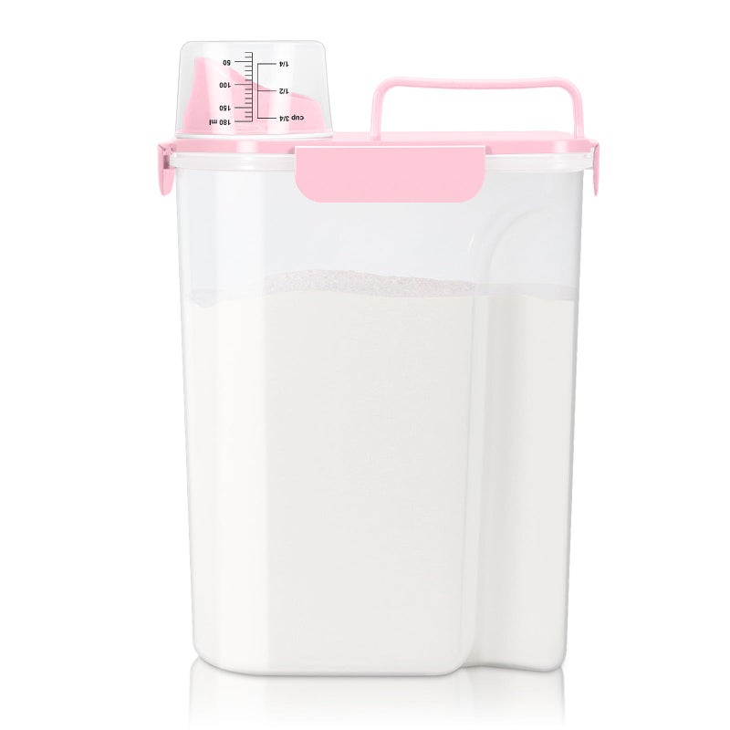 TBMax Airtight Rice Container 10 Lbs Cereal Dispenser Pet Cat Dog Food Storage Container Plastic Kitchen Pantry Food Storage Holder with Cup Pink - Image 2