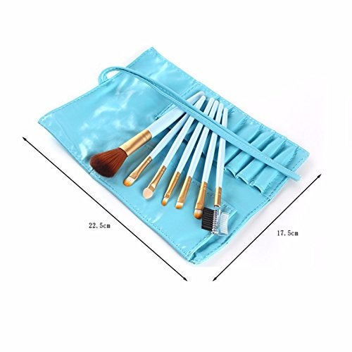 NESA 7 Pcs Make Brush Kit with Sleek Pouch + Makeup Sponge (Blue) - Image 3