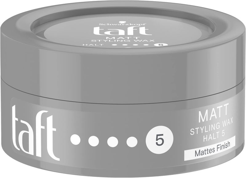 Taft Matt Styling Wax with Hold Level 5 (75 ml), Hair Wax for Long-Lasting Hair Styles with Matte Finish with up to 24 Hours Power Hold, Gives Styled Hair Structure