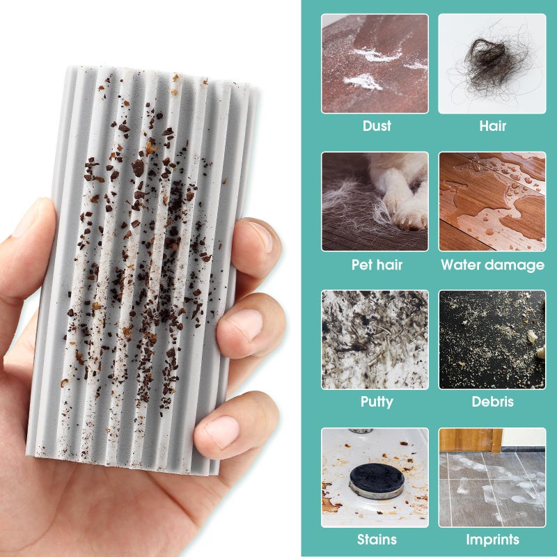 MR. SCRUB 4 Pack Damp Dusting Sponge Duster, Grey Dust Cleaning Sponge, Reusable Household Cleaning Sponge Tool for Blinds, floorboards, Fan Blades, Vents, Glass, Railings, Mirrors - Image 3