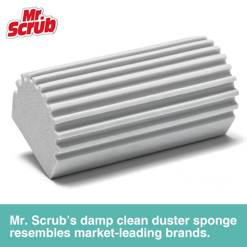MR. SCRUB 4 Pack Damp Dusting Sponge Duster, Grey Dust Cleaning Sponge, Reusable Household Cleaning Sponge Tool for Blinds, floorboards, Fan Blades, Vents, Glass, Railings, Mirrors - Image 2