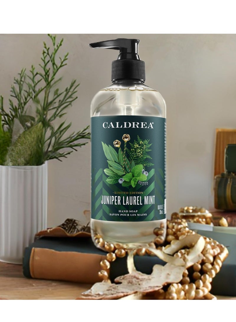 Caldrea Hand Wash Soap, Aloe Vera Gel, Olive Oil and Essential Oils to Cleanse and Condition, Juniper Laurel Mint Scent, 10.8 oz - Image 1