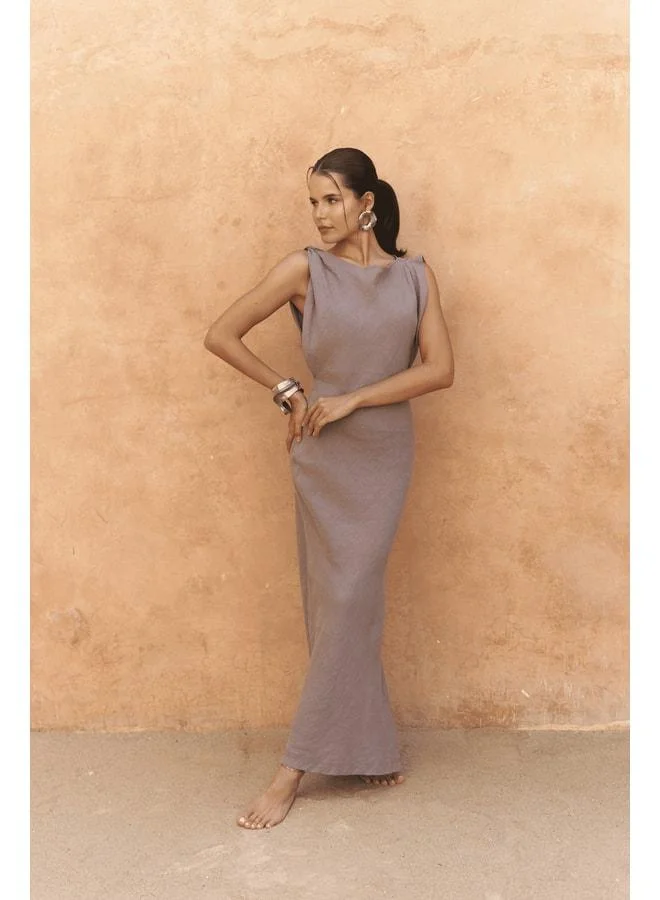 Bohemai  Barabla Sleeveless Long Smoked Linen Dress. for Women | Best Price UAE