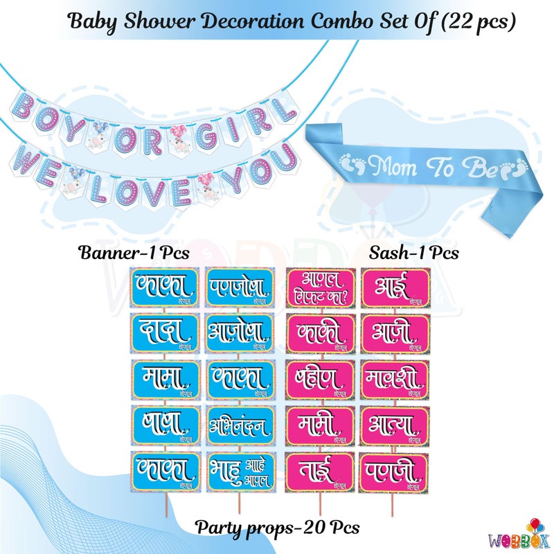 WOBBOX Wobbox Baby Shower Decoration Items| Baby Shower Ceremony Photo Booth Props for Photoshoot, Baby Shower Banner& Mom to Be Sash, Godh Bharai Ceremony Decoration Kit-(FP4894) - Image 2