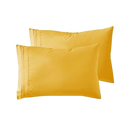 Nestl Yellow King Pillow Cases 2 – Soft King Size Pillow Case, 1800 Brushed Microfiber Pillowcases, Envelope Closure Pillowcase, King Pillow Covers, King Size Pillow Cases Set of 2, 20x40 Inches - Image 1