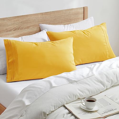 Nestl Yellow King Pillow Cases 2 – Soft King Size Pillow Case, 1800 Brushed Microfiber Pillowcases, Envelope Closure Pillowcase, King Pillow Covers, King Size Pillow Cases Set of 2, 20x40 Inches - Image 2