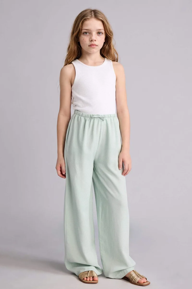 DeFacto Wide Leg Linen Blended Trousers
