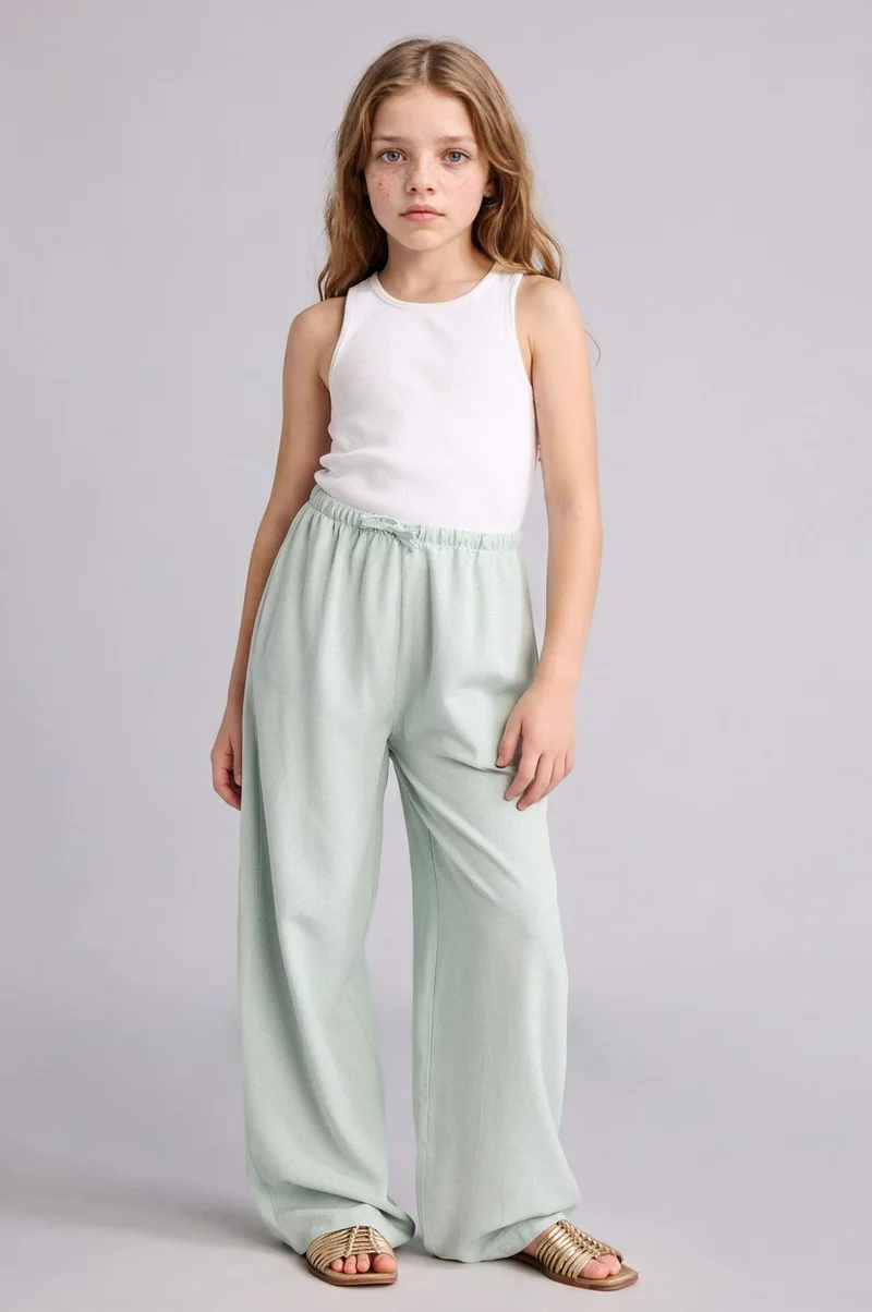DeFacto Wide Leg Linen Blended Trousers