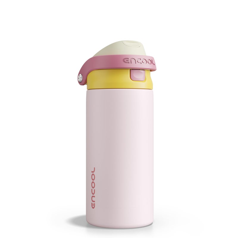 ENCOOL Leakproof Insulated Water Bottle with Straw Dual-Sip Water Bottle Bag-Safe Design for Work, Commute & Gym â€“ Keeps Drinks Cold All Day, 18 oz, Blush Pink - Image 1