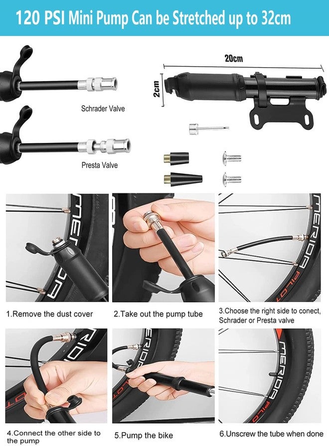 AaiLucky Bike Repair Tool Kit with Mini Bicycle Pump, Bicycle Saddle Bag with Tail Light, 16-in-1 Bike Multitool, Bicycle Tire Repair Kit for Road Mtb E-Bikes, Large Capacity Bike Set Pack Bag - Image 4
