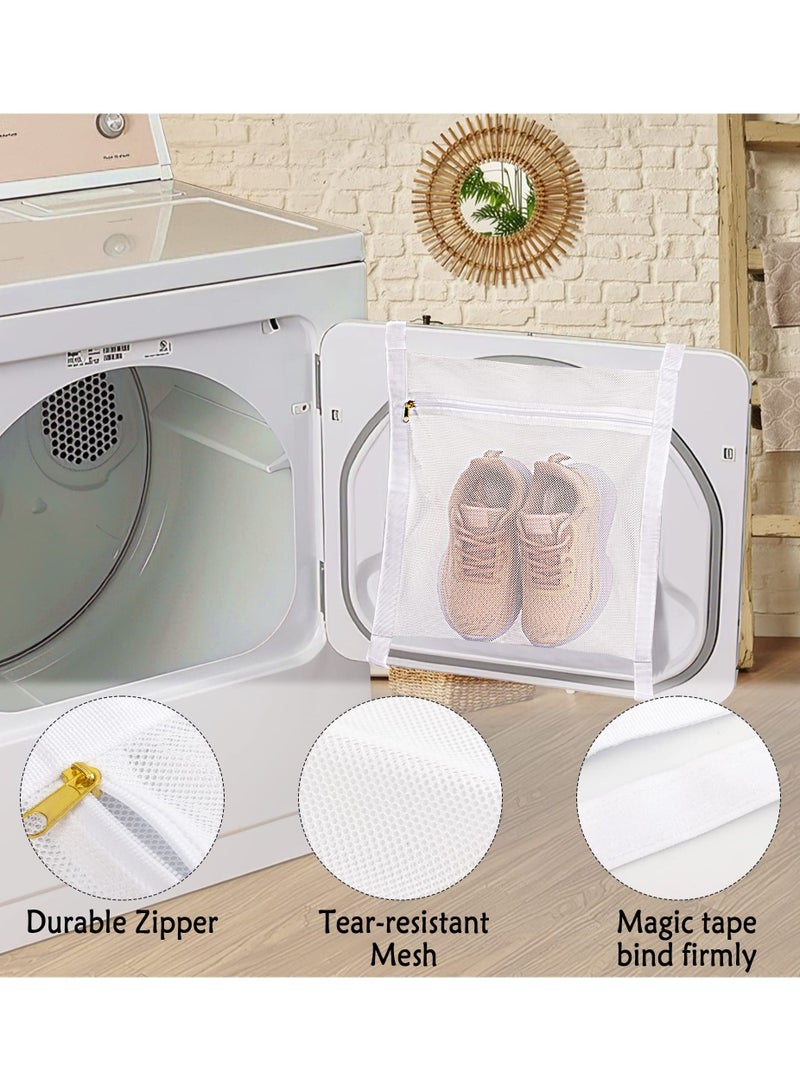 XiuWoo Sneaker Wash & Dry Net Bag for Dryer, 15.7x13.8 Inch Large HoneyComber Mesh Bags with Zipper and Strap Shoes, Clothing, Laundry Reused Tool (Large) 3 Pcs, Dryer - Image 3