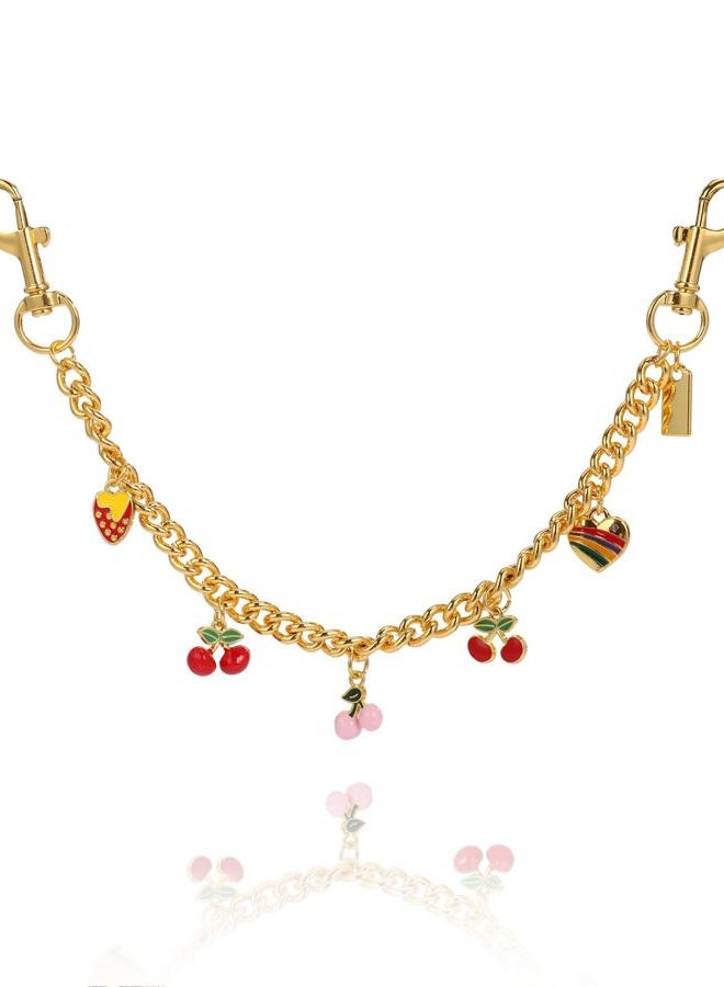JIMYICLR Gold Bag Charm Keychain, Cute Heart Cherry Purse Chain Charm for Handbags, Purse Extender Chain Accessories - Image 1