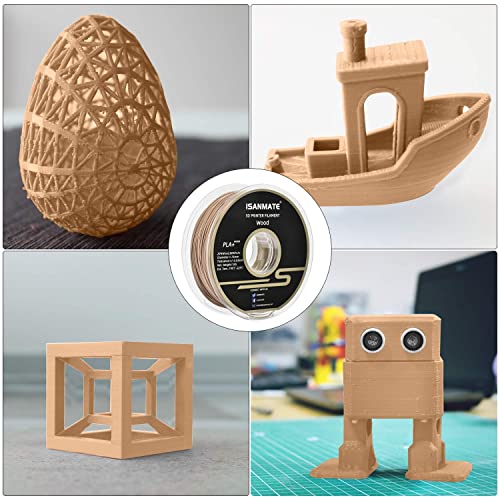 iSANMATE Wood Filament 1.75mm, PLA+ 3D Printer Filament Light Wood, Fits for Most FDM 3D Printers 1kg/Spool (Update 20% Real WoodFiber) - Image 5