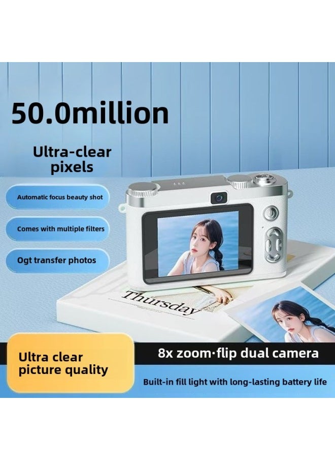 Generic - 0.1 Billion Pixel Dual Camera Video Ccd Digital Camera Campus Student Party Retro Camera Small Card Machine-Body Color:Cute Powder  -  Special Price - Image 1