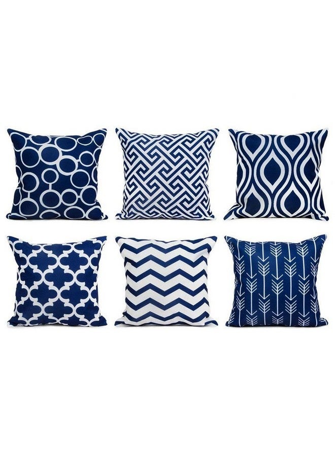 AEROHAVEN Set of 6 Satin Abstract Designer Decorative Throw Pillow/Cushion Covers - (Blue, 18 x 18 Inch) - Image 4
