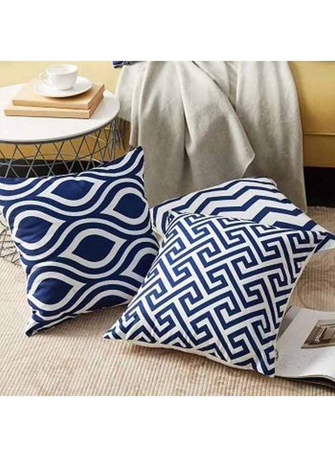 AEROHAVEN Set of 6 Satin Abstract Designer Decorative Throw Pillow/Cushion Covers - (Blue, 18 x 18 Inch) - Image 2