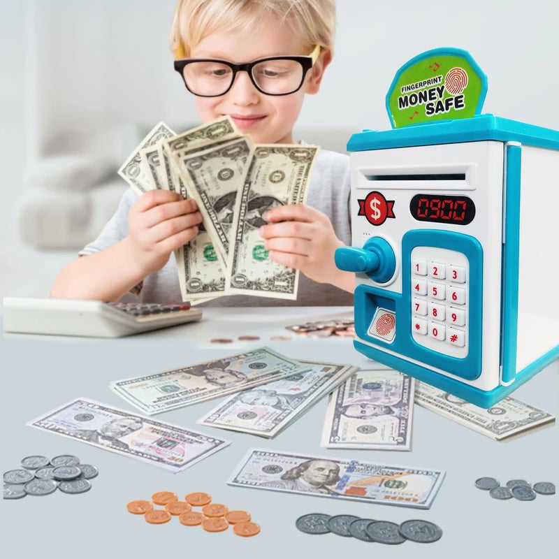 vGRASSP Money Safe Piggy Bank Toy for Kids and Adults - Gullak Money Safe with Number Password and Touch Sensor - Money Saving Mini ATM Toy with Lights and Sound (Multicolor) - Image 4