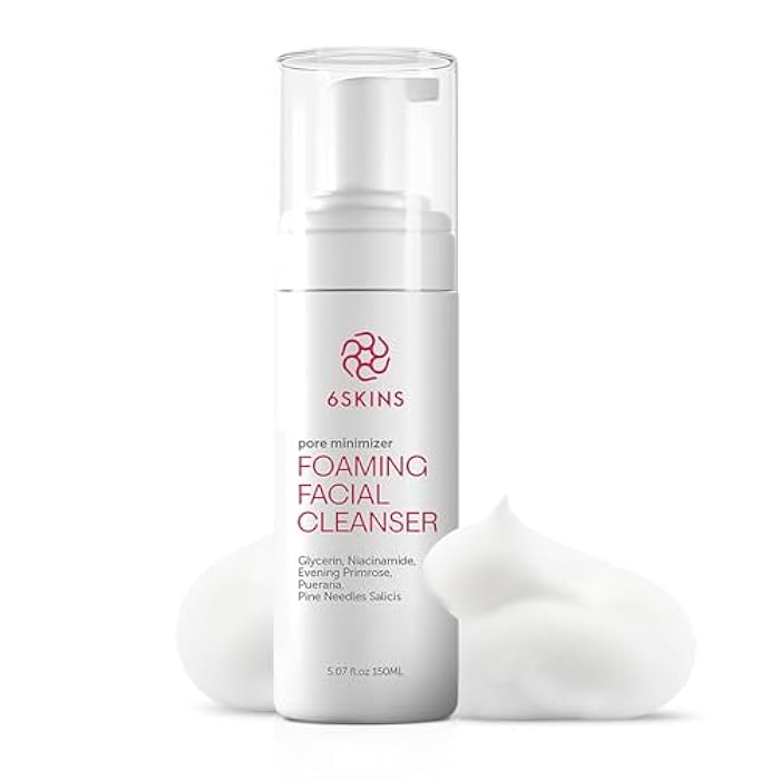 6SKINS® Pore Minimizer Foaming Facial Cleanser – Exfoliating Face Wash with Anti-Sebum P, Niacinamide & Evening Primrose | Gentle Hydrating Korean Face Wash for All Skin Types | 5.07 fl oz - Image 1
