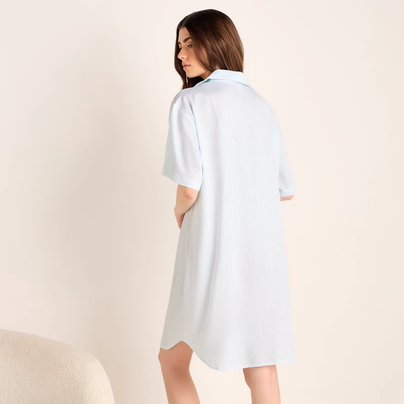 FAV Striped Notch Collar Sleepshirt