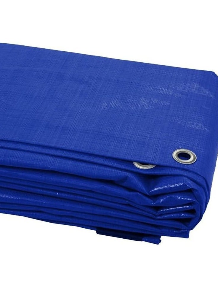 غطاء قماش مشمع أزرق مقاوم للماء مقاس 4 × 6 متر، ملاءة أرضية - مقاوم للماء والطقس، مقاوم للصقيع، حماية من الأشعة فوق البنفسجية، عالمي، متعدد الأغراض، فتحات معززة - Image 1