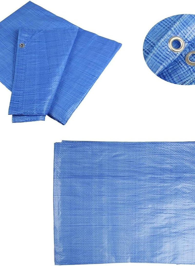 غطاء قماش مشمع أزرق مقاوم للماء مقاس 4 × 6 متر، ملاءة أرضية - مقاوم للماء والطقس، مقاوم للصقيع، حماية من الأشعة فوق البنفسجية، عالمي، متعدد الأغراض، فتحات معززة - Image 3