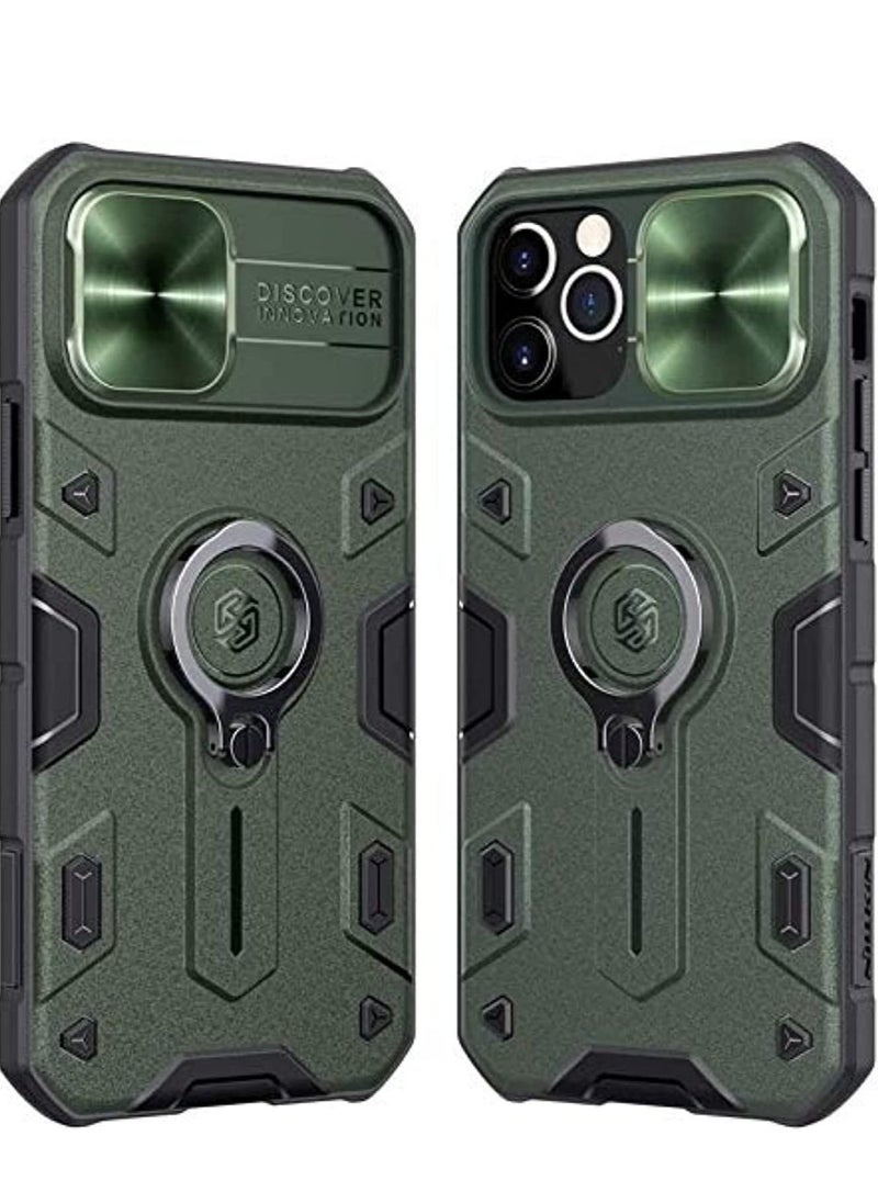 Raxoom iPhone 12 Pro Max CamShield Armor Case with Slide Camera Cover, Impact-Resistant Bumpers Protective Case with Ring Kickstand for iPhone 12 Pro Max 6.7 inch (2020) - [ green ] - Image 1