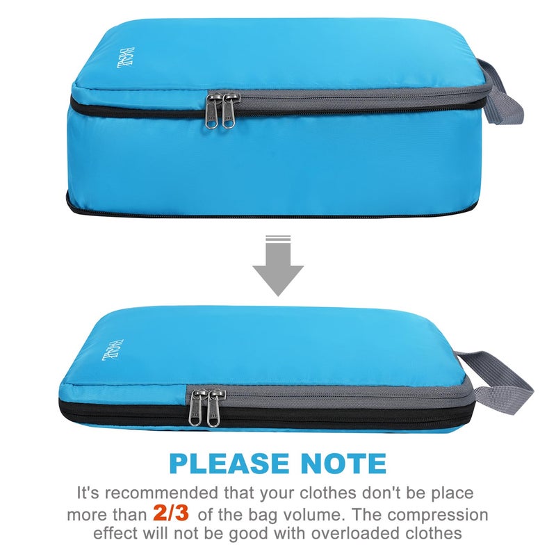BAGAIL 4 Set/6 Set/8 Set Compression Packing Cubes Travel Accessories Expandable Packing Organizers (Cloth Pattern, 4-Blue) - Image 3