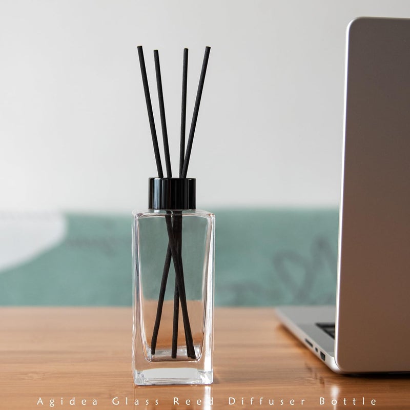 Agidea 4PCS Empty Glass Fragrance Reed Diffuser Bottles, Refillable Diffuser Bottles with 20pcs Reeds Sticks & Black Caps & Funnel, Diffuser Jars for Home Oil Fragrance Decoration (200ML) - Image 5