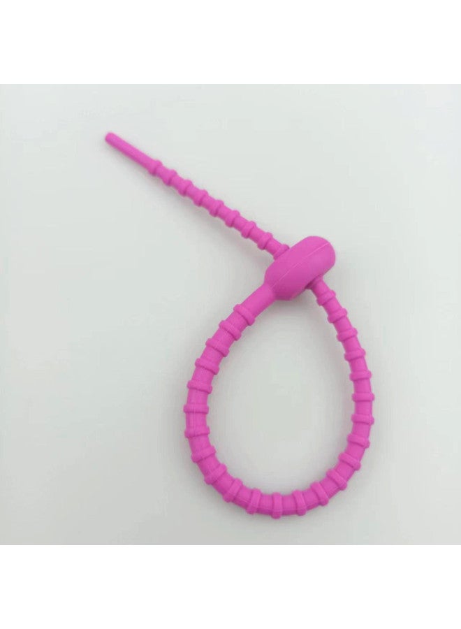Loquat Simple Silicone Cable Tie Loose Buckle Wire Bundle Keychain Tadpole Lanyard Cable Tie Strap Accessories Winding-Color:rose Red - Image 1