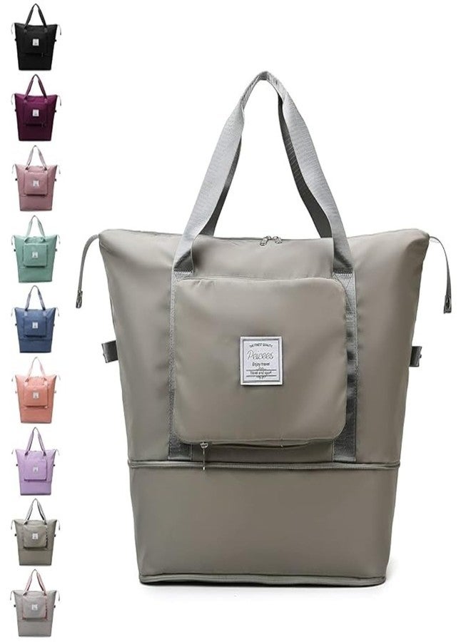 Flywind 41 Liter Expandable Travel Bags for Women, Duffle Bags for Women Luggage, Foldable Vanity Traveling Bag, Waterproof Hand Bag for Ladies Personal Items (Grey) - Image 2