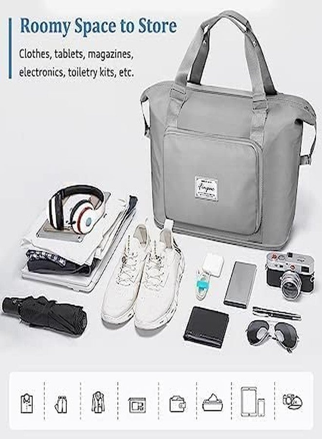 Flywind 41 Liter Expandable Travel Bags for Women, Duffle Bags for Women Luggage, Foldable Vanity Traveling Bag, Waterproof Hand Bag for Ladies Personal Items (Grey) - Image 5