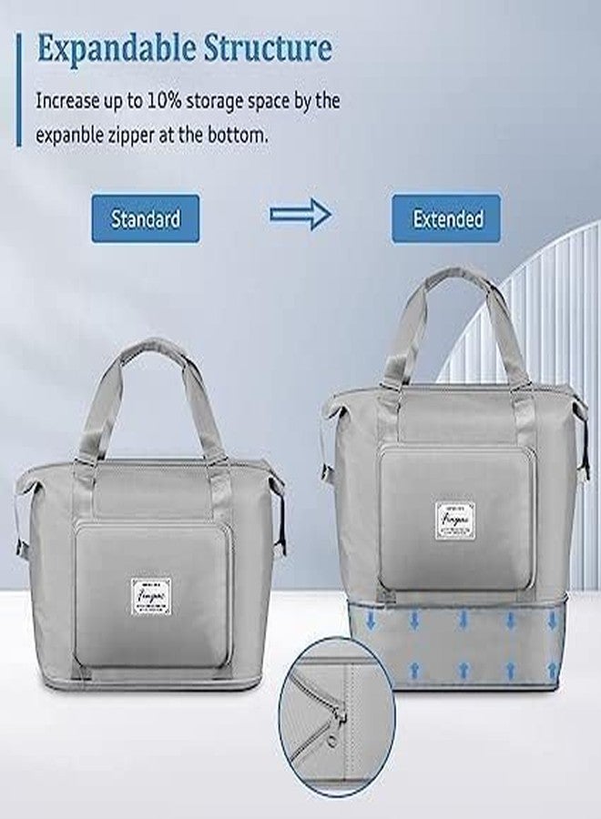 Flywind 41 Liter Expandable Travel Bags for Women, Duffle Bags for Women Luggage, Foldable Vanity Traveling Bag, Waterproof Hand Bag for Ladies Personal Items (Grey) - Image 3