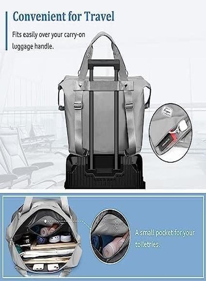 Flywind 41 Liter Expandable Travel Bags for Women, Duffle Bags for Women Luggage, Foldable Vanity Traveling Bag, Waterproof Hand Bag for Ladies Personal Items (Grey) - Image 4