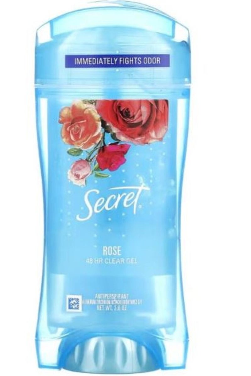 سيكريت مزيل عرق منعش مضاد للتعرق يدوم 48 ساعة برائحة جل الورد الشفاف 2.6 أونصة