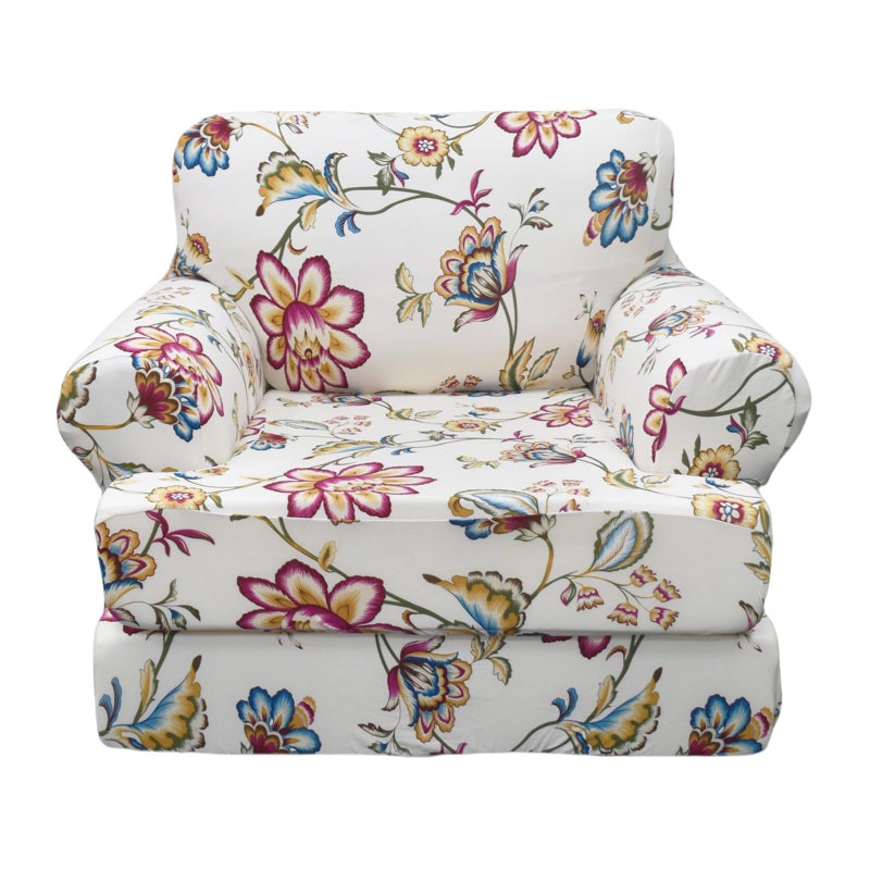 KRFOONN Stretch 2 Pieces T Cushion Chair Covers with Arms Printed Sofa Cover Armchair Slipcovers with 1 Individual T Shape Cushion Covers Furniture Protector Chair Slipcover for Living Room, 02 - Image 1