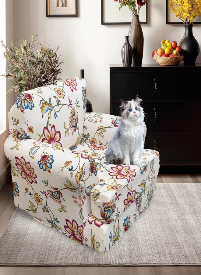 KRFOONN Stretch 2 Pieces T Cushion Chair Covers with Arms Printed Sofa Cover Armchair Slipcovers with 1 Individual T Shape Cushion Covers Furniture Protector Chair Slipcover for Living Room, 02 - Image 2